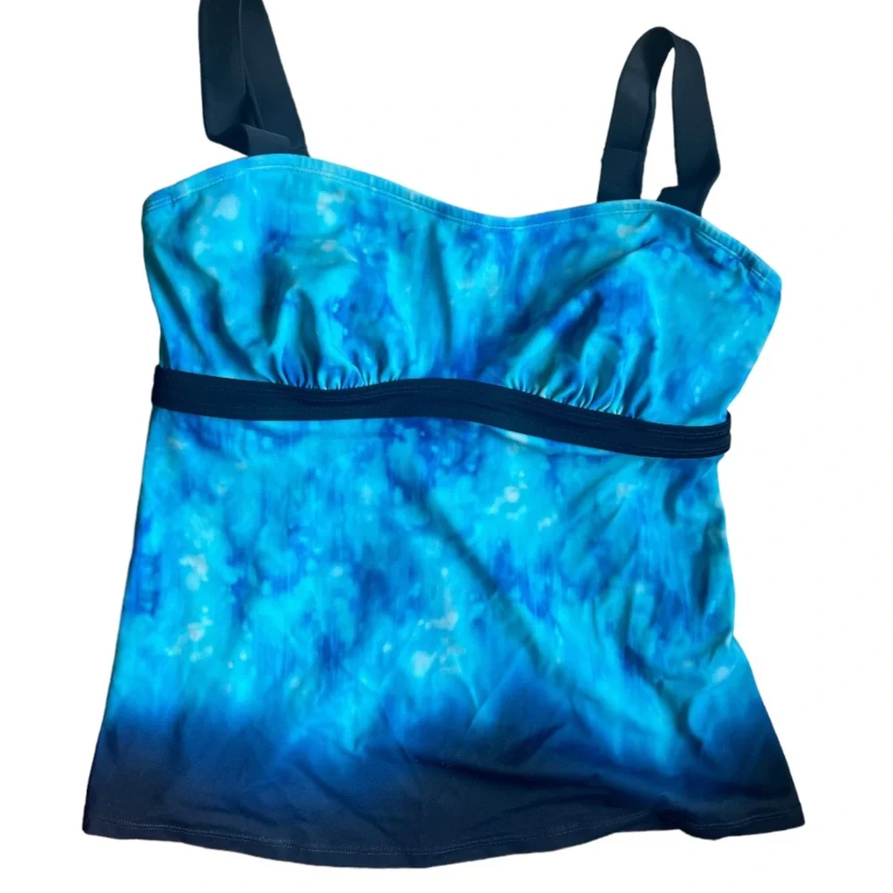 Athleta Blue Bali Pura tie dye blue tankini top &‎ Bali Dolphin Swim Bottoms SET - Picture 6 of 16
